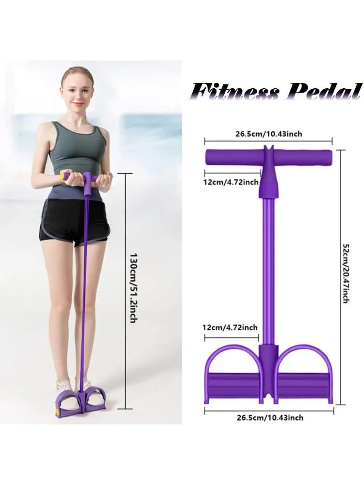 Adjustable Resistance Band with Handles & Foot Pedal | High Elastic Latex Exercise Band for Strength Training, Yoga, Pilates, Stretching & Home Fitness