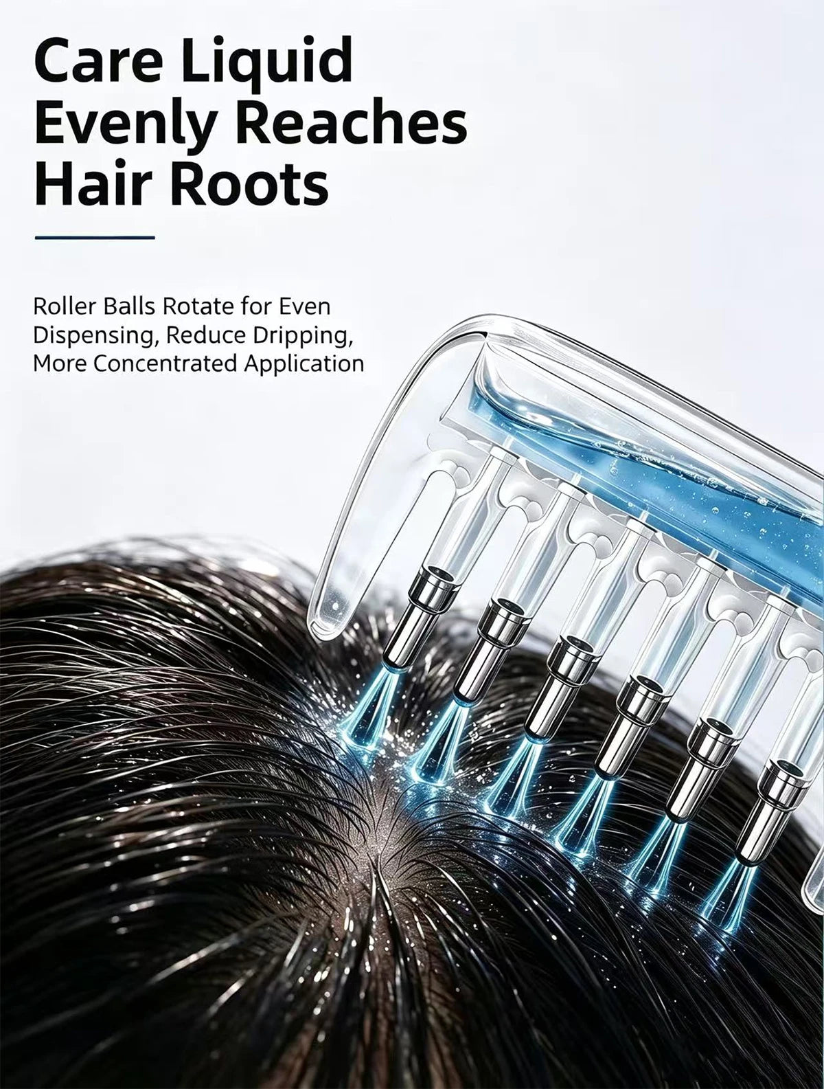 3-in-1 Scalp & Beard Oil Applicator Comb – Rolling Massage Teeth with Built-In Liquid Reservoir for Hair & Beard Care