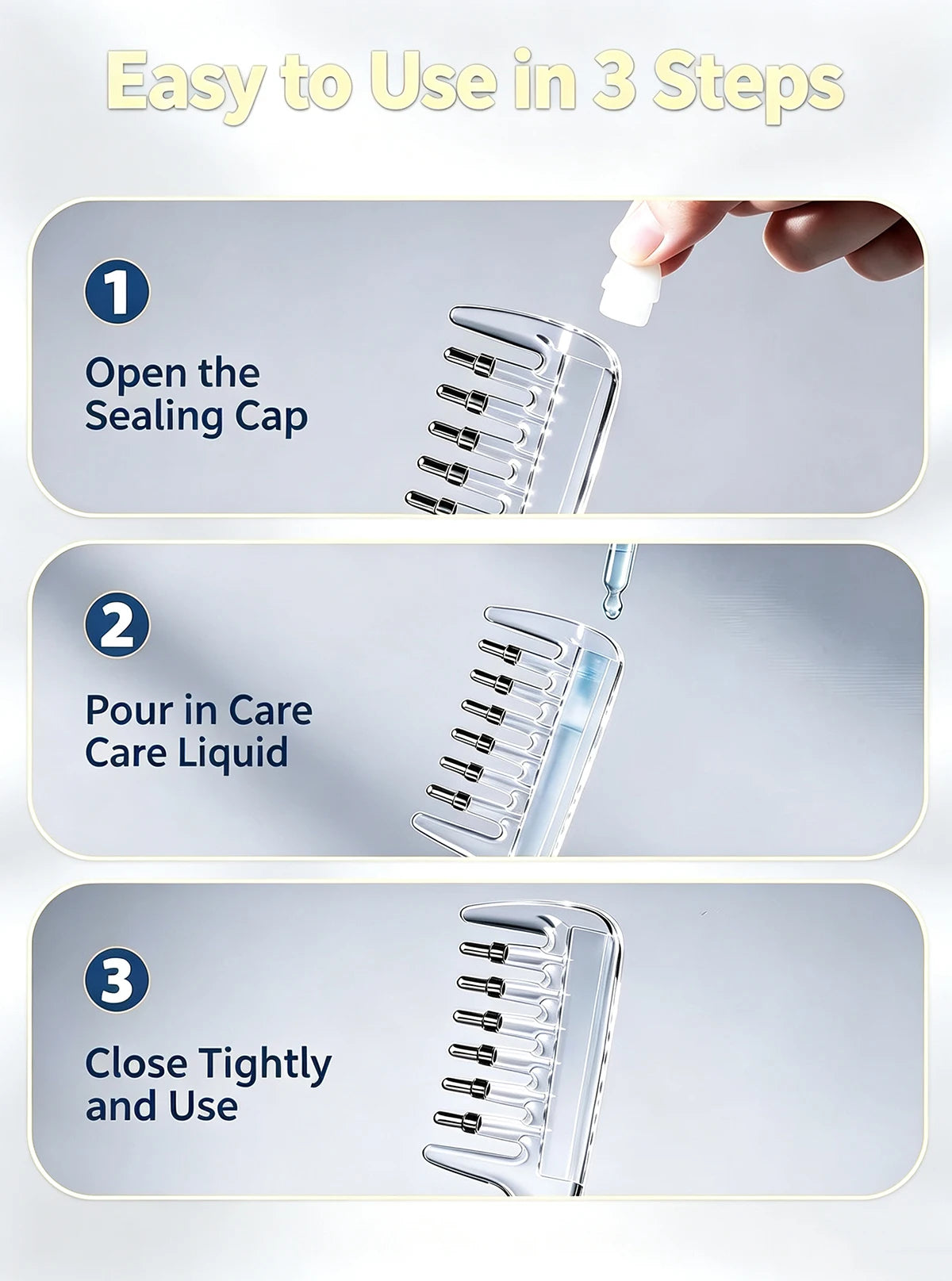 3-in-1 Scalp & Beard Oil Applicator Comb – Rolling Massage Teeth with Built-In Liquid Reservoir for Hair & Beard Care