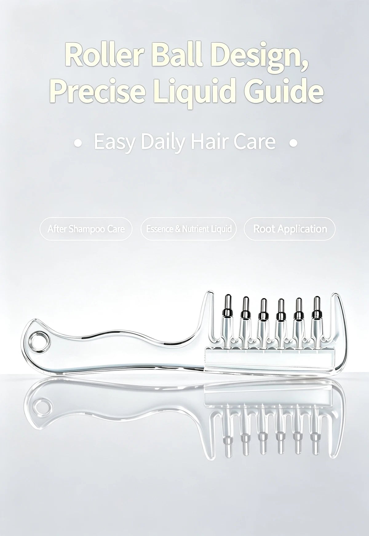 3-in-1 Scalp & Beard Oil Applicator Comb – Rolling Massage Teeth with Built-In Liquid Reservoir for Hair & Beard Care