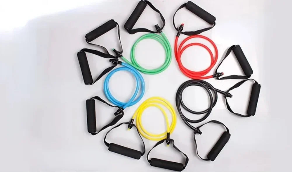 Adjustable Resistance Band with Handles & Foot Pedal | High Elastic Latex Exercise Band for Strength Training, Yoga, Pilates, Stretching & Home Fitness