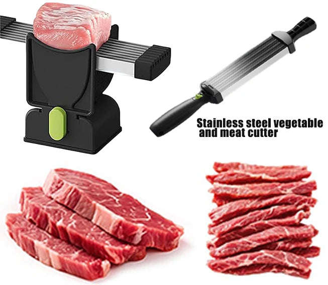 18-Blade Meat Slicer & Vegetable Cutter – One-Press Heavy-Duty Kitchen Cutting Tool with Safety Cover