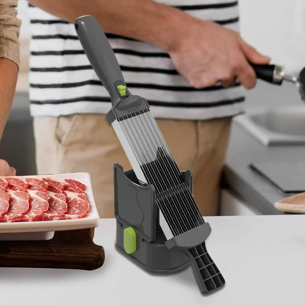 18-Blade Meat Slicer & Vegetable Cutter – One-Press Heavy-Duty Kitchen Cutting Tool with Safety Cover