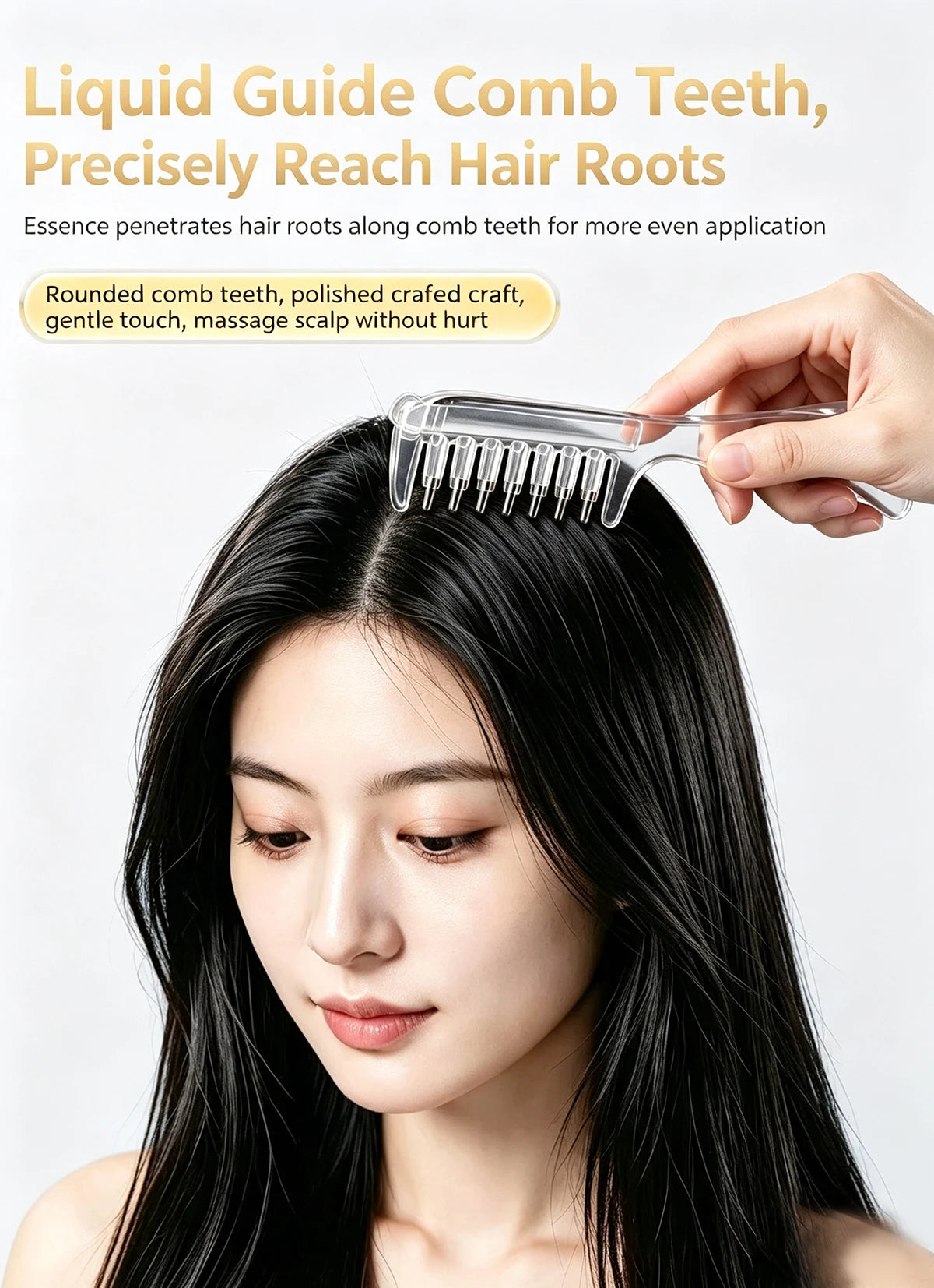 3-in-1 Scalp & Beard Oil Applicator Comb – Rolling Massage Teeth with Built-In Liquid Reservoir for Hair & Beard Care