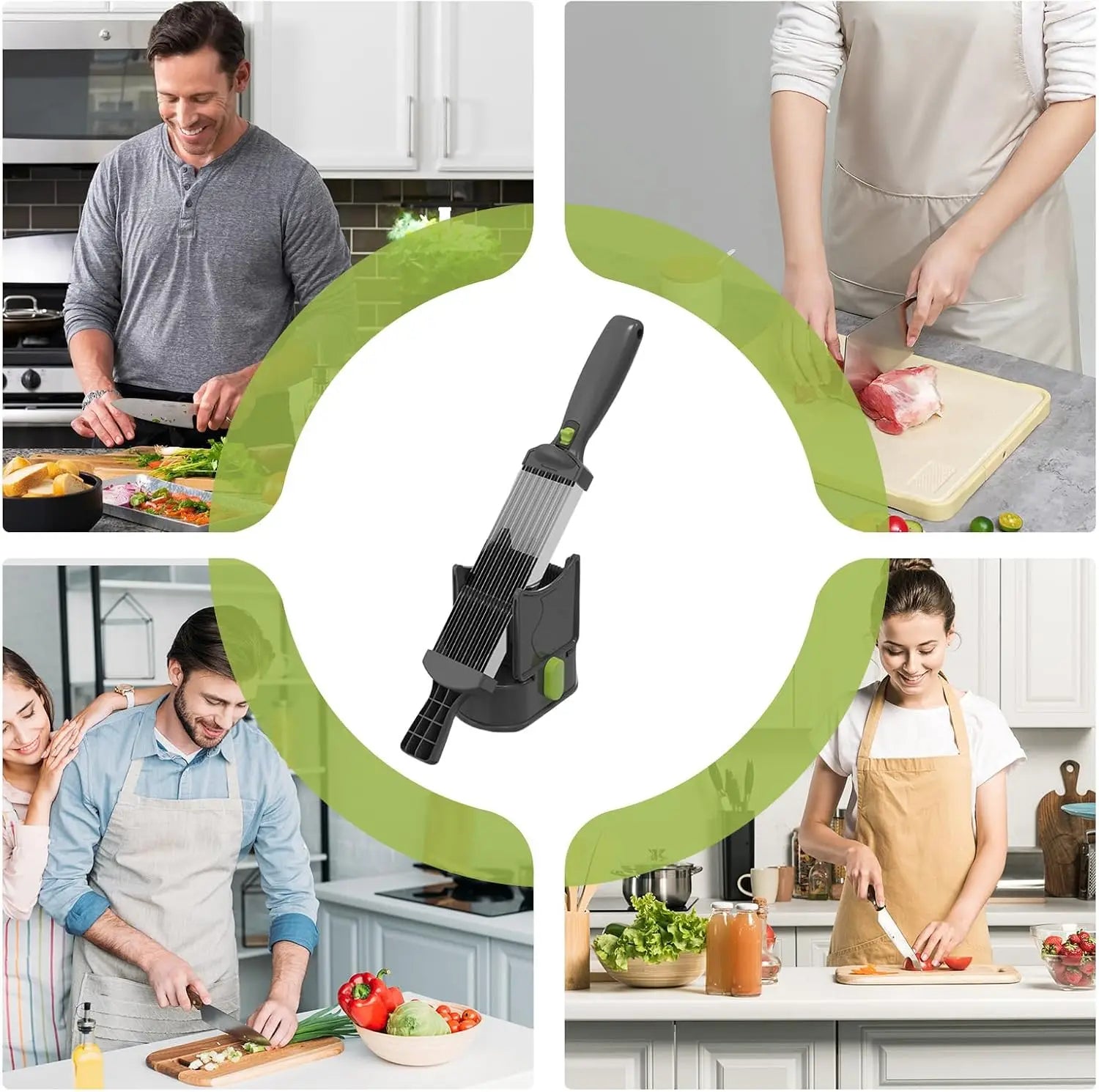 18-Blade Meat Slicer & Vegetable Cutter – One-Press Heavy-Duty Kitchen Cutting Tool with Safety Cover