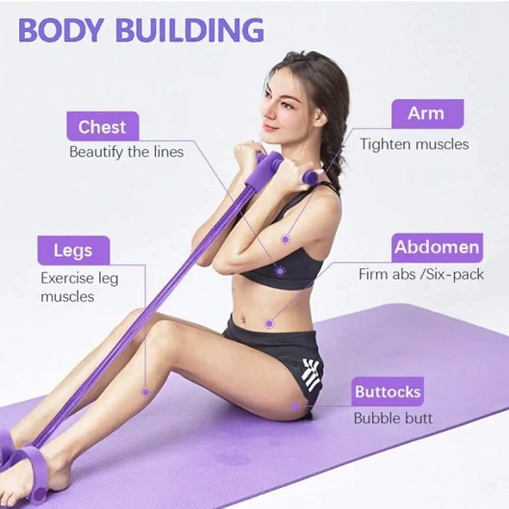 Adjustable Resistance Band with Handles & Foot Pedal | High Elastic Latex Exercise Band for Strength Training, Yoga, Pilates, Stretching & Home Fitness