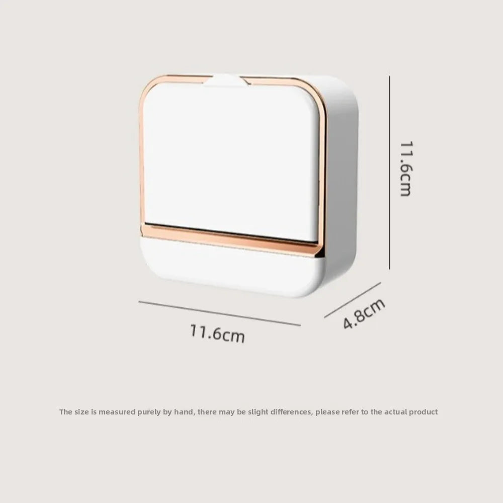 Luxury Wall-Mounted Soap Holder with Drain Tray & Flip Lid – Waterproof Soap Dish for Bathroom & Shower