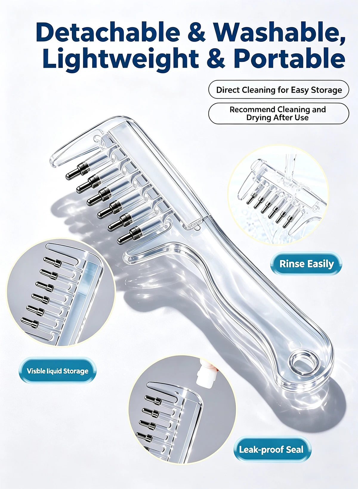 3-in-1 Scalp & Beard Oil Applicator Comb – Rolling Massage Teeth with Built-In Liquid Reservoir for Hair & Beard Care